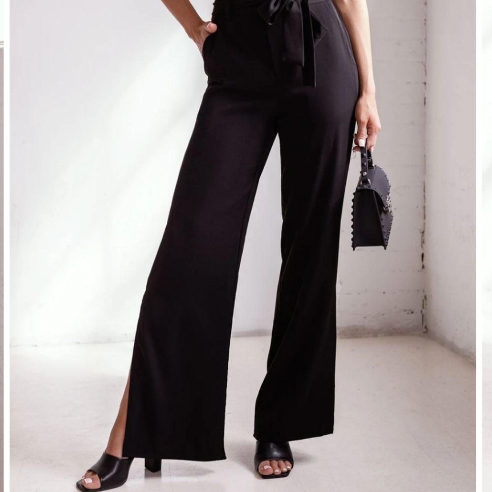 Black Slit Pants